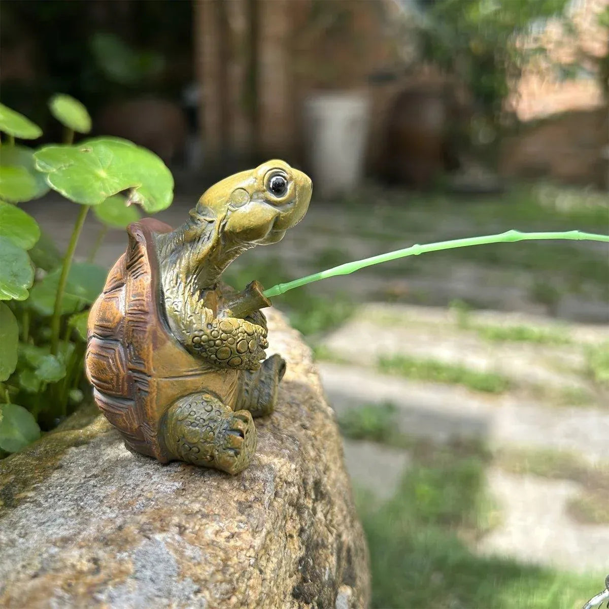 1-Piece Fishing Turtle Garden Ornament