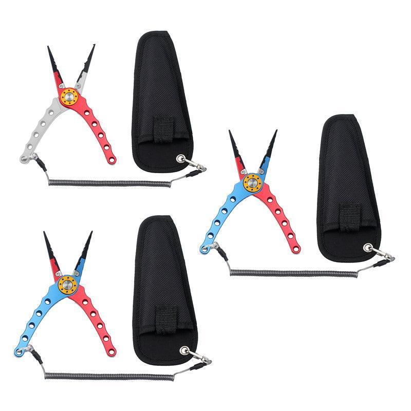 Aluminium Fishing Pliers Hook Removal Line Cutting Mono Braid Fish Grip Au Stock - Red+Silver