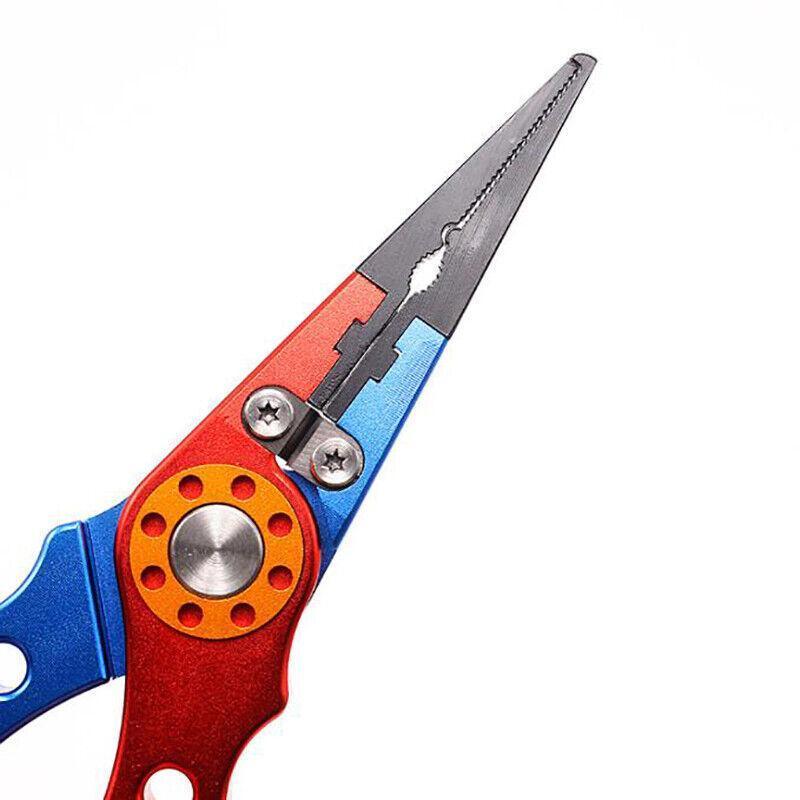 Aluminium Fishing Pliers Hook Removal Line Cutting Mono Braid Fish Grip Au Stock - Red+Silver