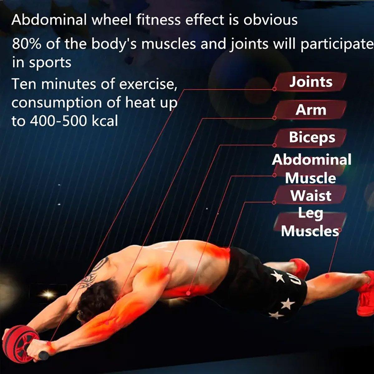 Abdominal Muscle Wheel Exercise Roller Fitness Equipment for Home Gym Men Women - Yellow