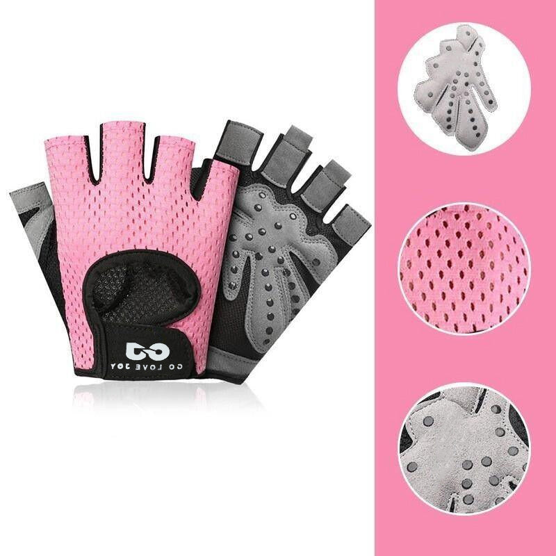 L Size Women Fitness Gym Training Gloves Half Finger Gel Weight Lifting Workout Gloves - Black