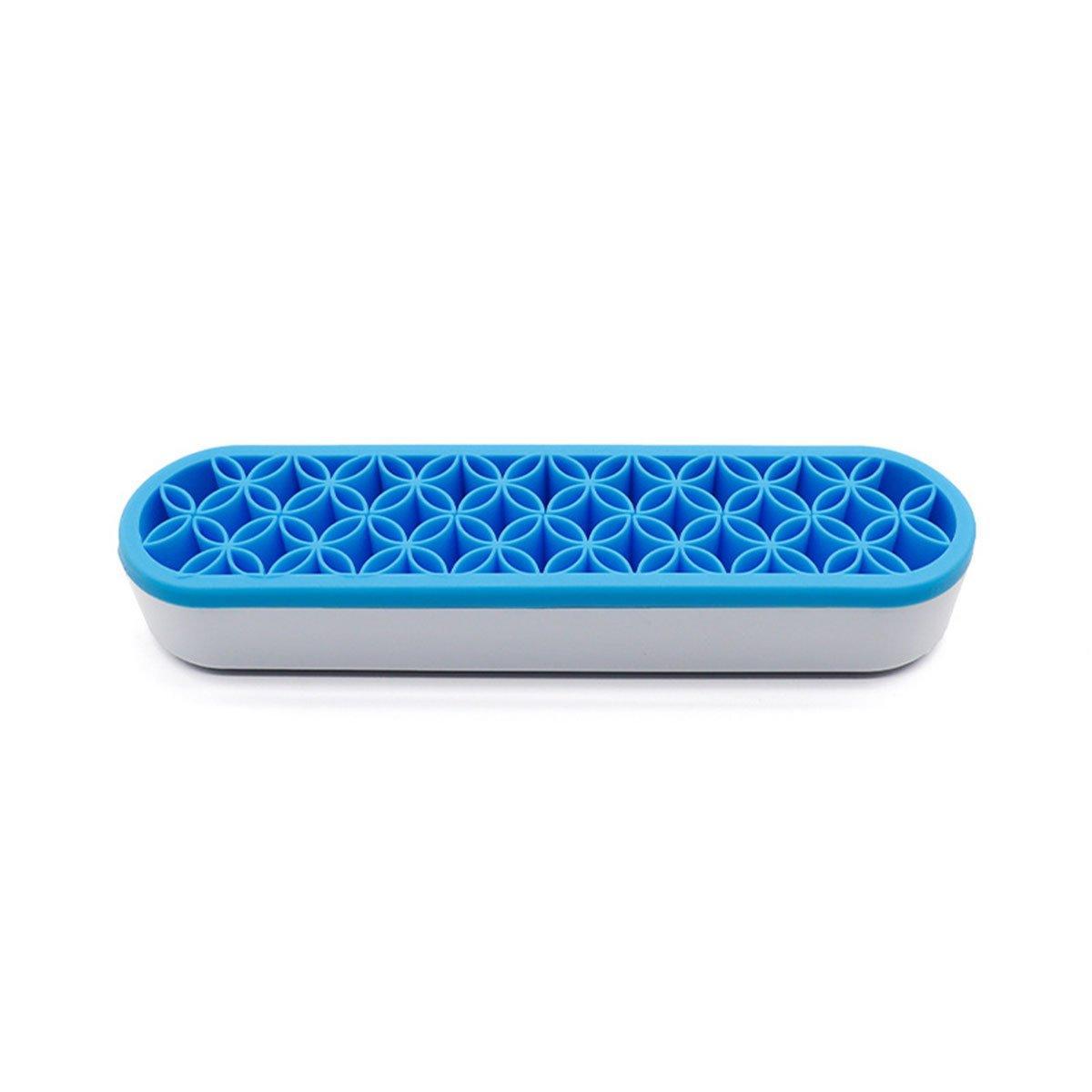 Silicone Makeup Organizer Cosmetic Storage Box Lipstick Brush Holder Desktop Box - Blue