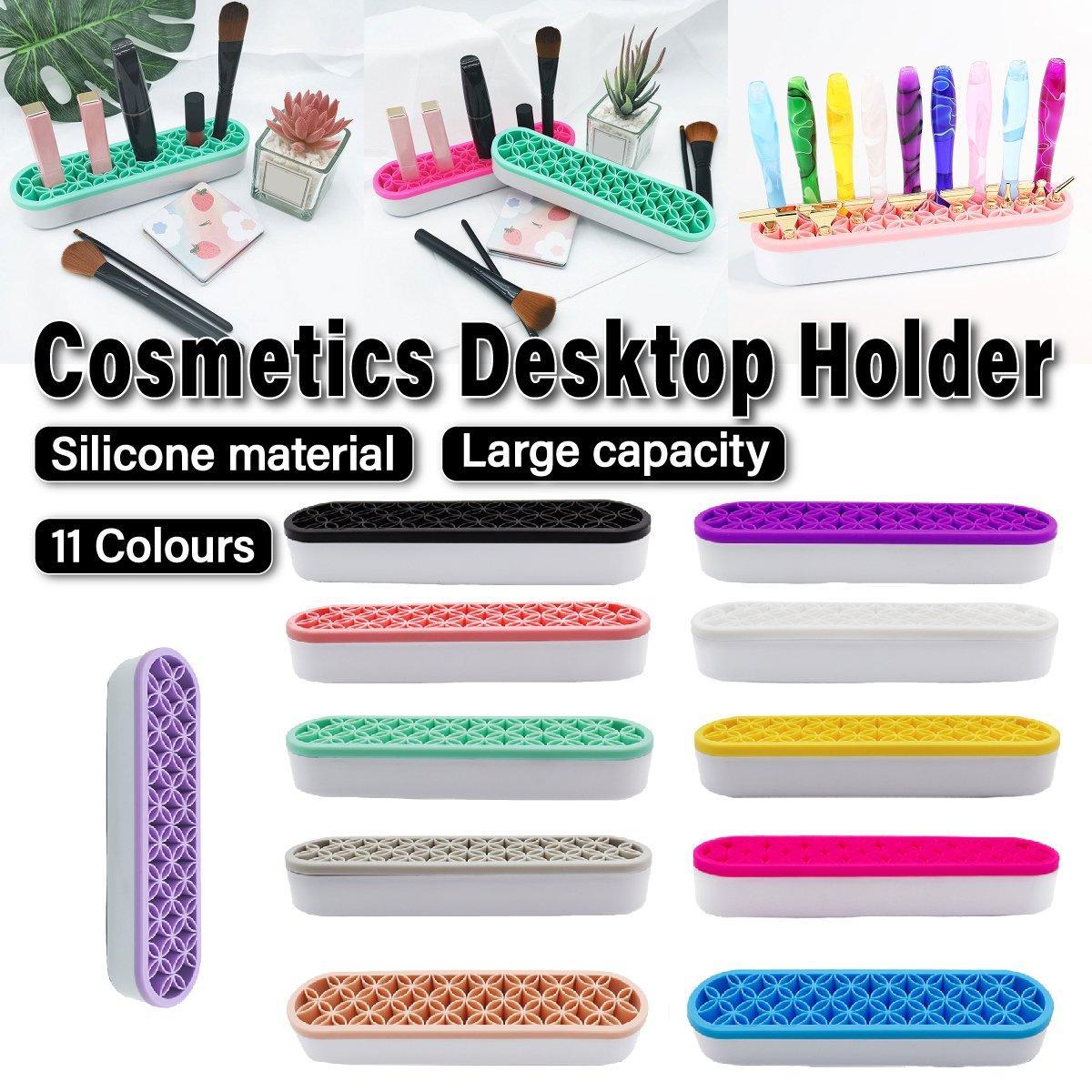 Silicone Makeup Organizer Cosmetic Storage Box Lipstick Brush Holder Desktop Box - Purple