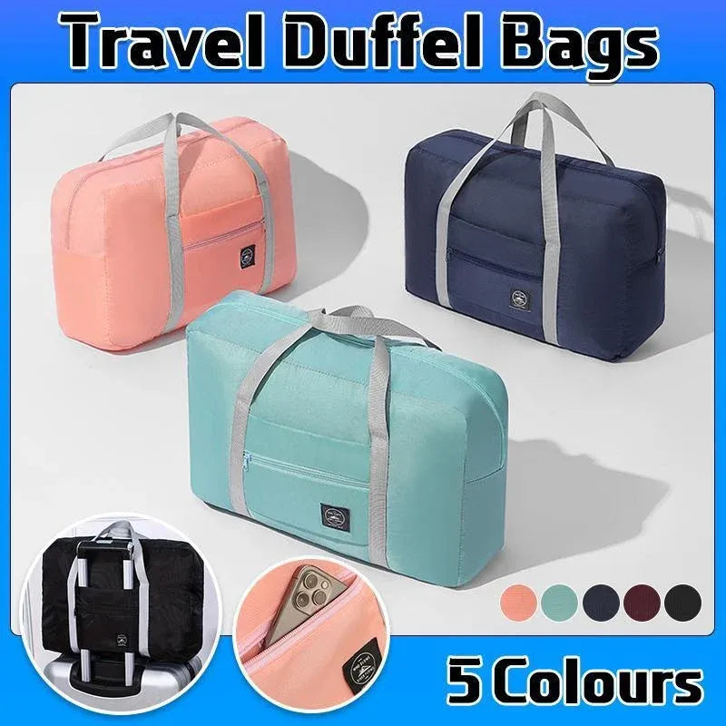 Foldable Large Capacity Travel Duffel Bags Oxford Handbag Waterproof Swim Gym - Pink