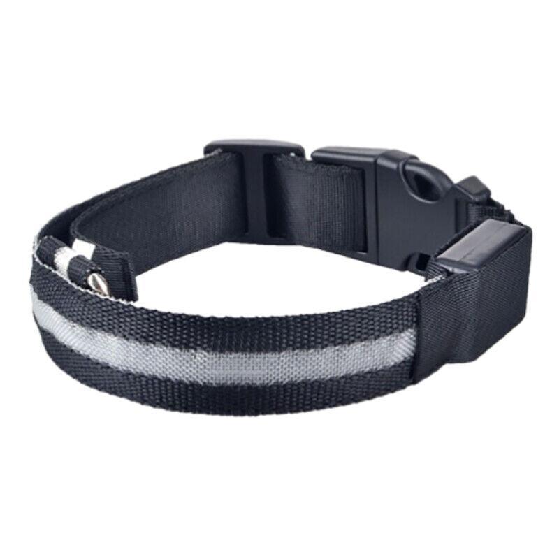 XL Size USB Rechargeable LED Dog Collar Nylon Glow Flashing Light Up Gear - Red