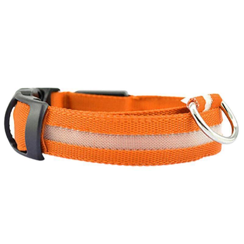 XL Size USB Rechargeable LED Dog Collar Nylon Glow Flashing Light Up Gear - Red
