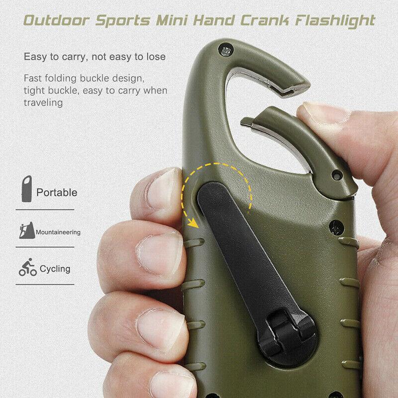 Hand Crank Solar Powered Rechargeable Led Camping Emergency Flashlight - Black