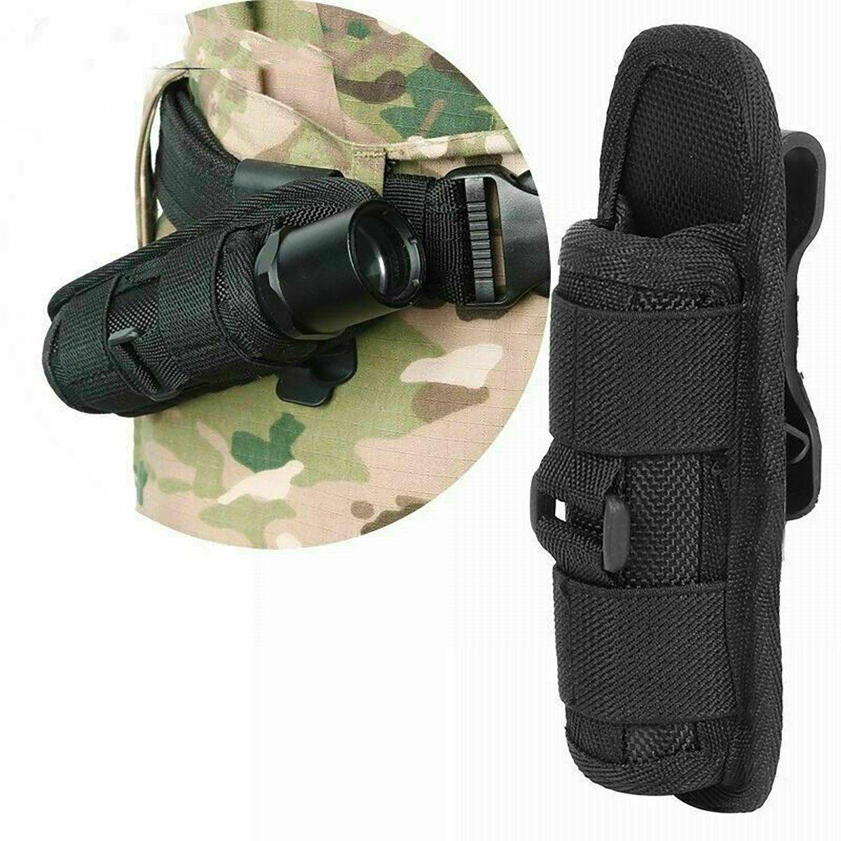 Portable Outdoor Military Flashlight Bag Pouch Tactical Case Holster Belt Holder - Black