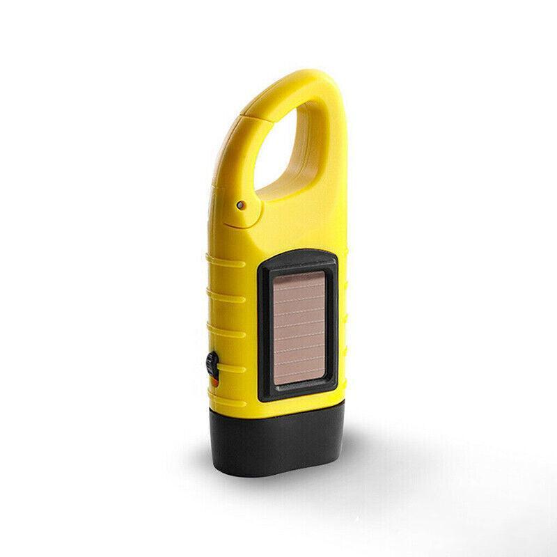 Hand Crank Solar Powered Rechargeable Led Camping Emergency Flashlight - Yellow