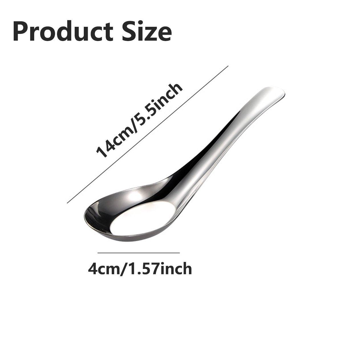 10pcs Stainless Steel Flat Bottom Spoon Household Kitchen Dining Soup Spoon Set