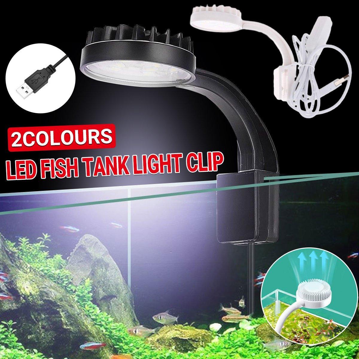 Small LED Fishbowl Aquarium Light Clip On Aquarium Plant Lighting Fish Tank Lamp - White