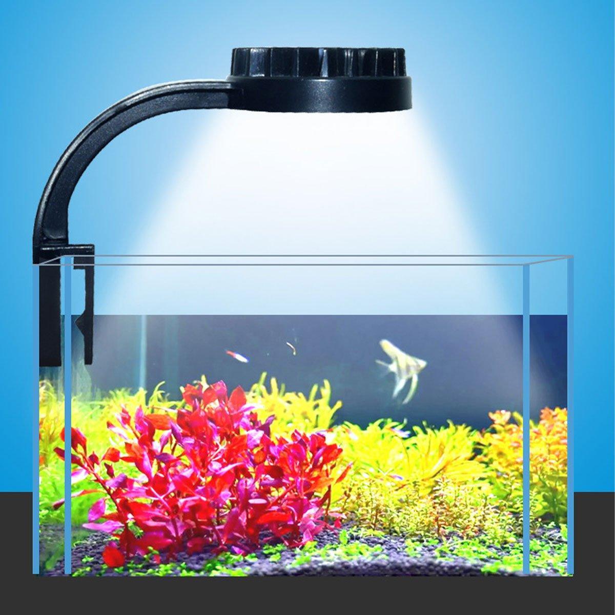 Small LED Fishbowl Aquarium Light Clip On Aquarium Plant Lighting Fish Tank Lamp - White