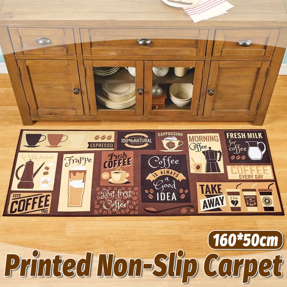 Printed Non Slip Door Floor Rug Mat Kitchen Bathroom Carpet Mat Water Absorbent