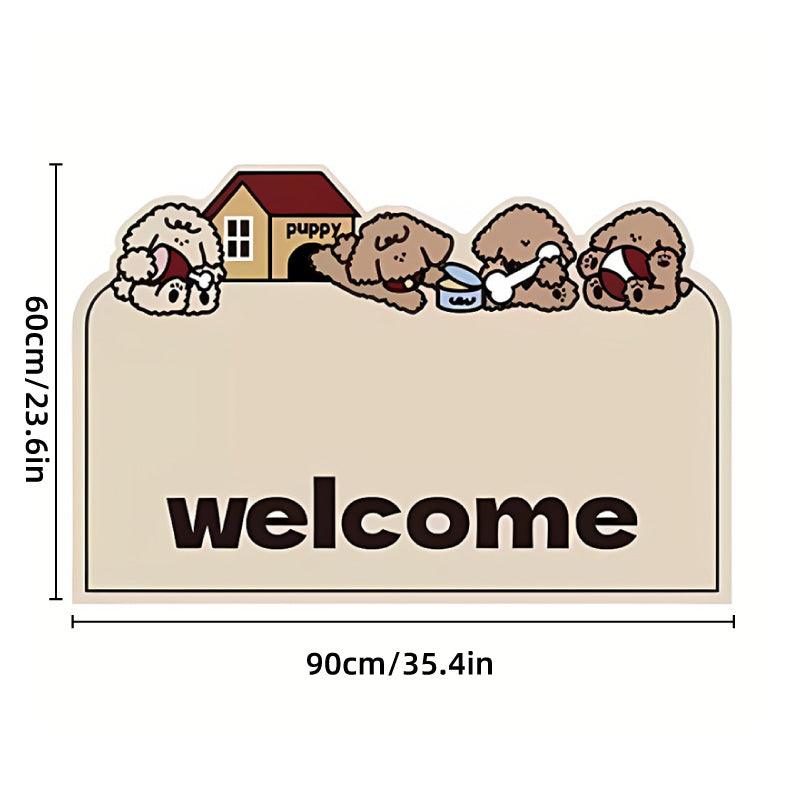 Cartoon Non Slip Household Silk Circle Floor Mat Durable Entryway Rug Can Be Cut - Dog