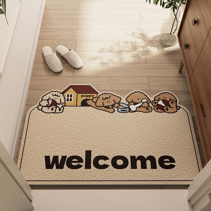 Cartoon Non Slip Household Silk Circle Floor Mat Durable Entryway Rug Can Be Cut - Panda