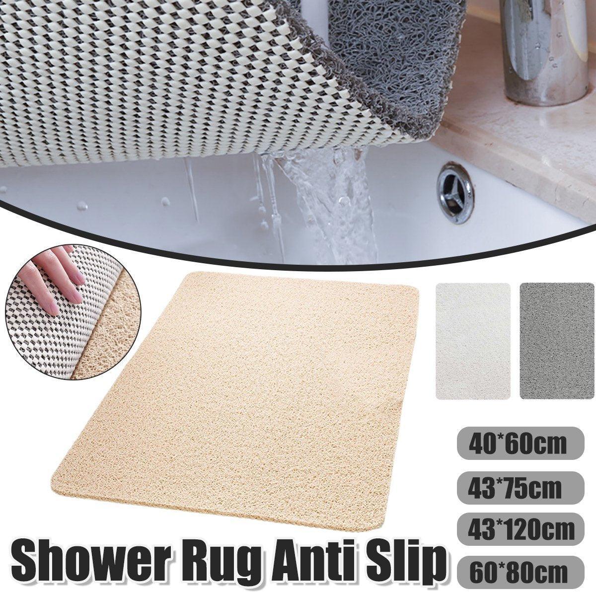 Waterproof Non-Slip Bathroom Shower Mat Anti-Slip Rug Toilet Floor Mat Washable - White-60*80cm
