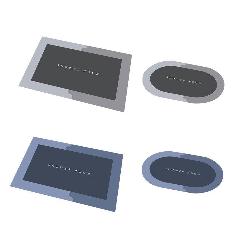 50x80CM Super Absorbent Floor Mat Soft Quick-Drying Non-Slip Diatom Mud Bath - Grey-Oval