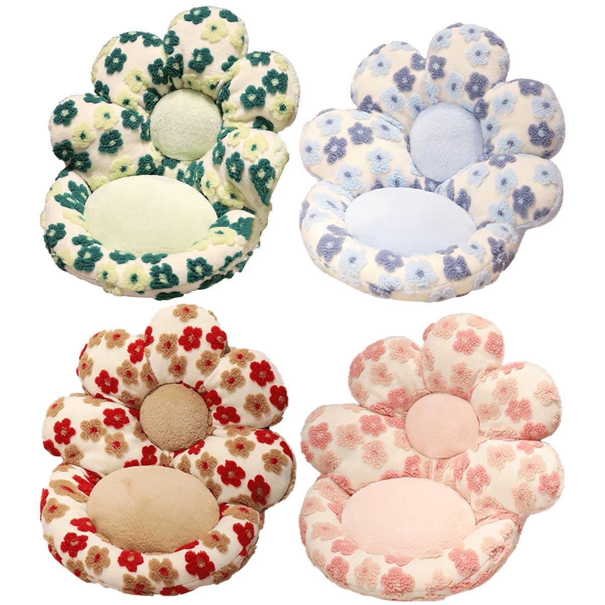 Cute Soft Seat Cushion Flower Shaped Lazy Sofa Pad for Office Chairs and Home Use - Red