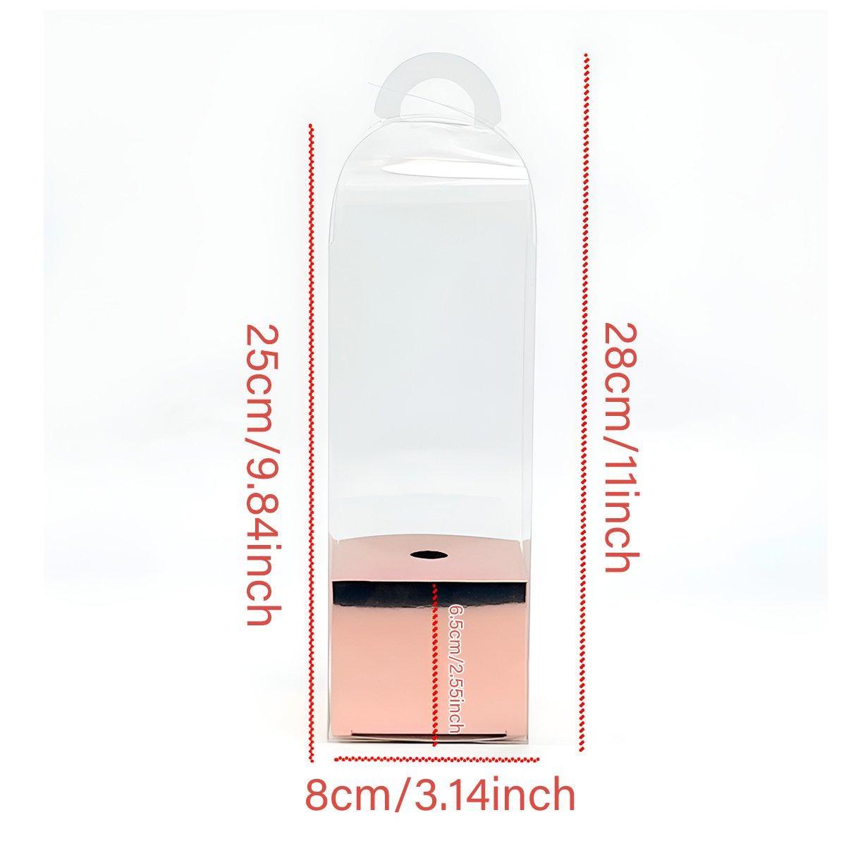 10pcs Bouquet Packaging Transparent PVC Flower Box Portable Floral Gift Boxes - Black