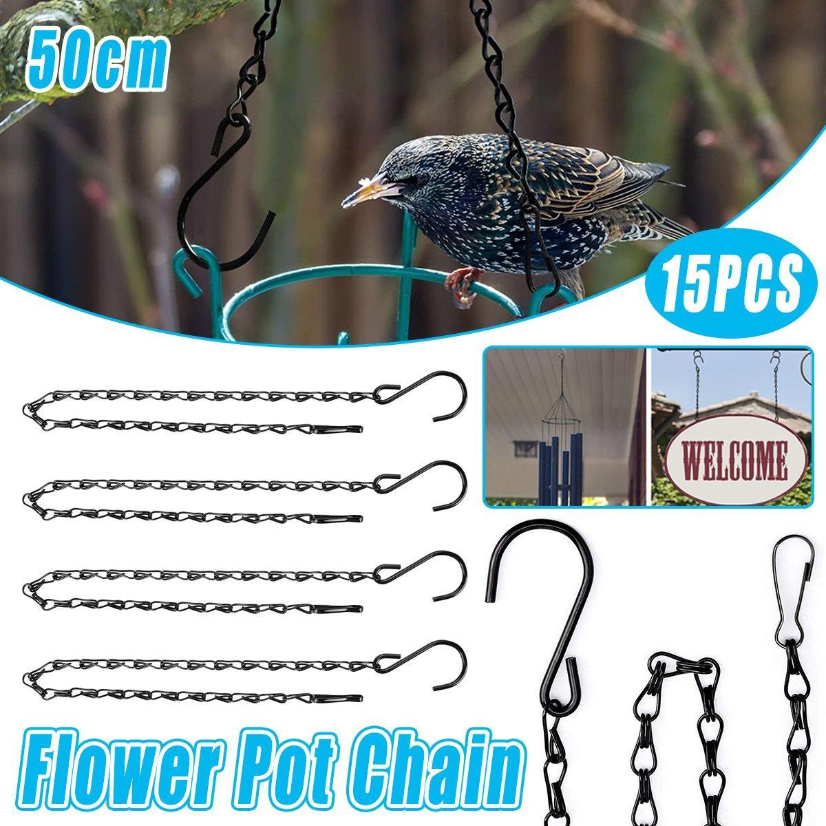 15PCS Metal Hanging Chains for Plants Flower Pot Basket Garden Bird Feeder