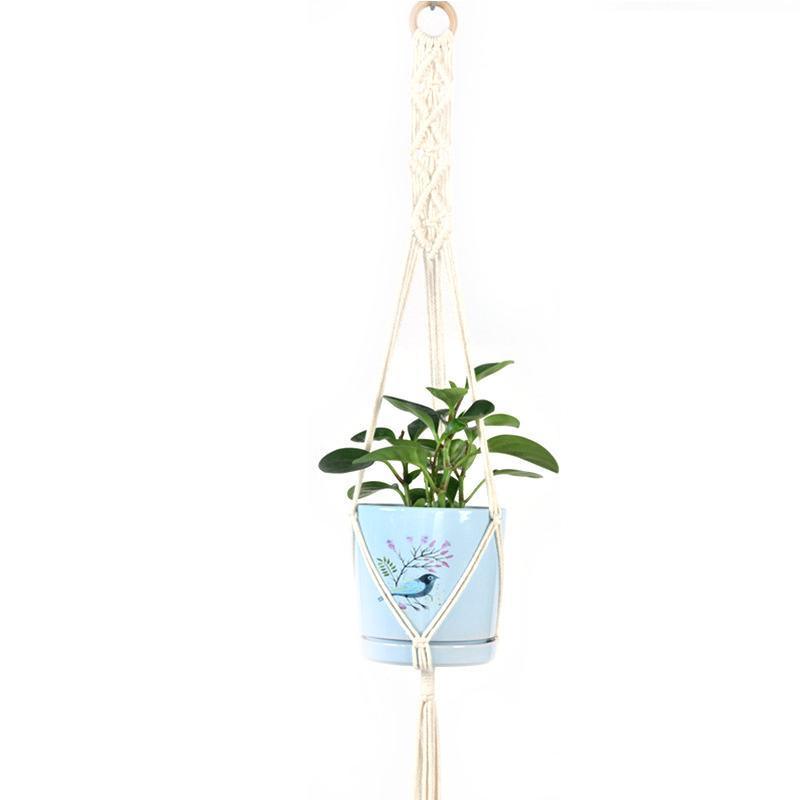 Macrame Plant Flower Pot Holder Hanger Hanging Planter Basket Hemp Rope Braided - #01