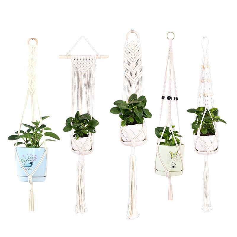 Macrame Plant Flower Pot Holder Hanger Hanging Planter Basket Hemp Rope Braided - #11