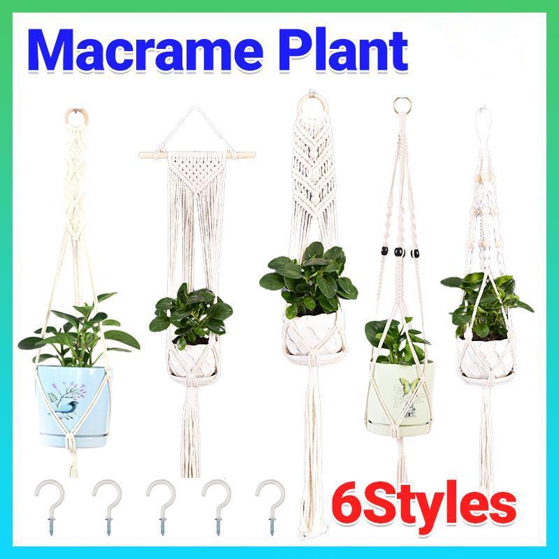 Macrame Plant Flower Pot Holder Hanger Hanging Planter Basket Hemp Rope Braided - #05