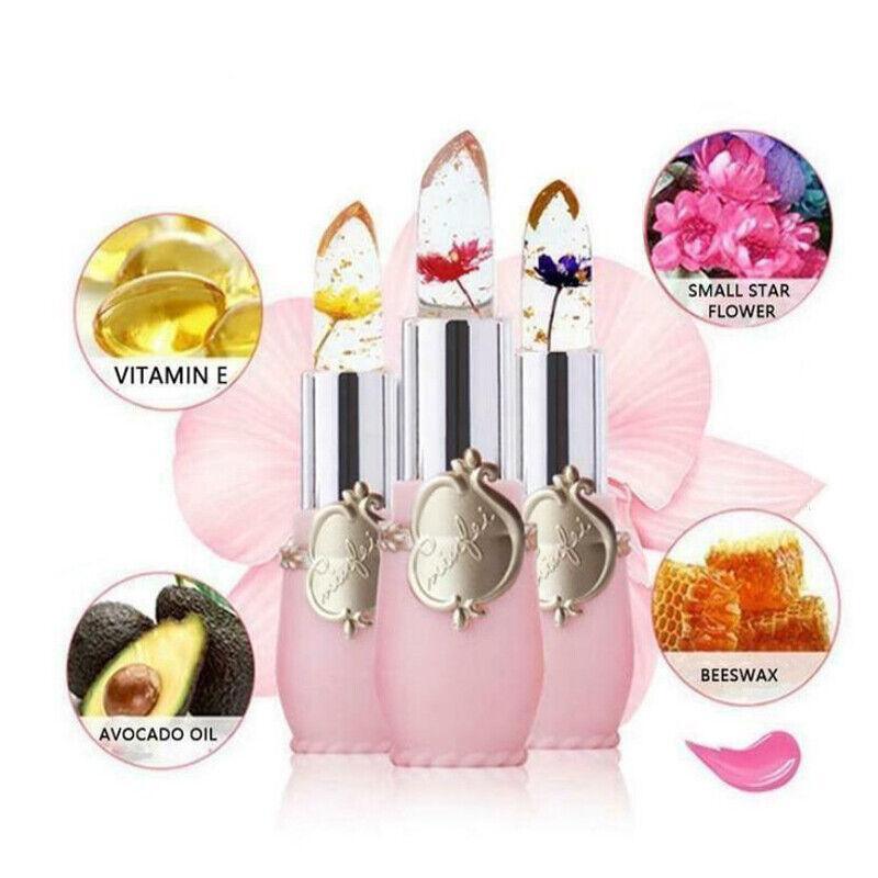Flower Lipstick Color Jelly Transparent Magic Changing Lip Temperature Change Au - Red