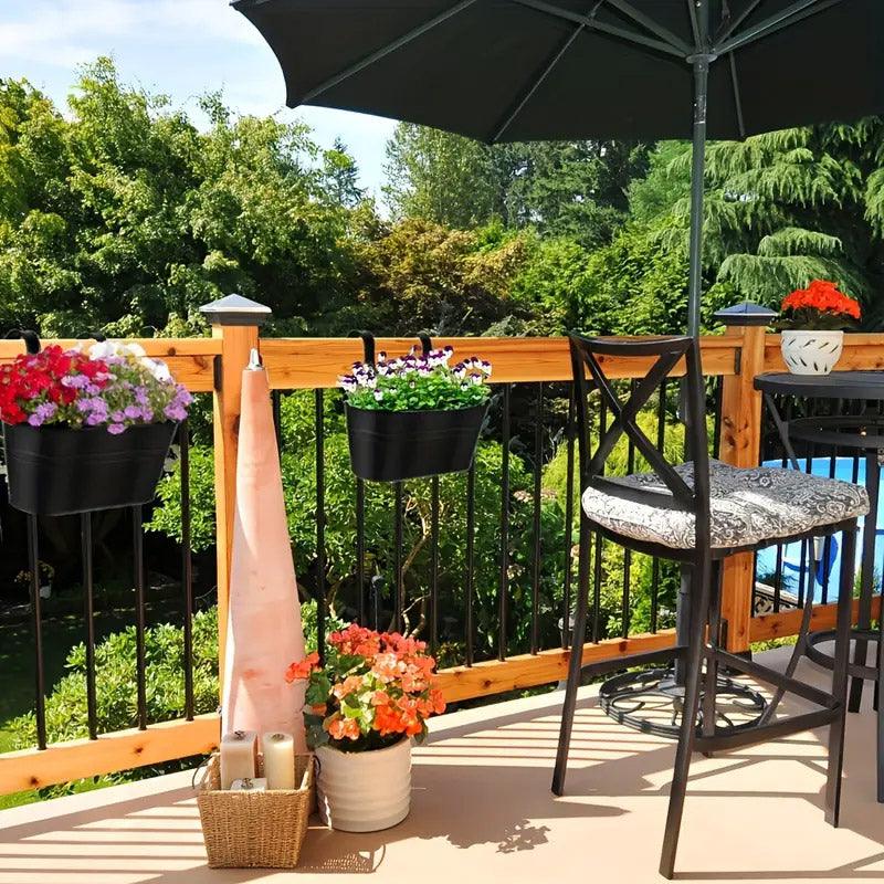 3pcs Double Hooks Hanging Planter Basket for Balcony Fence Outdoor Garden Pots