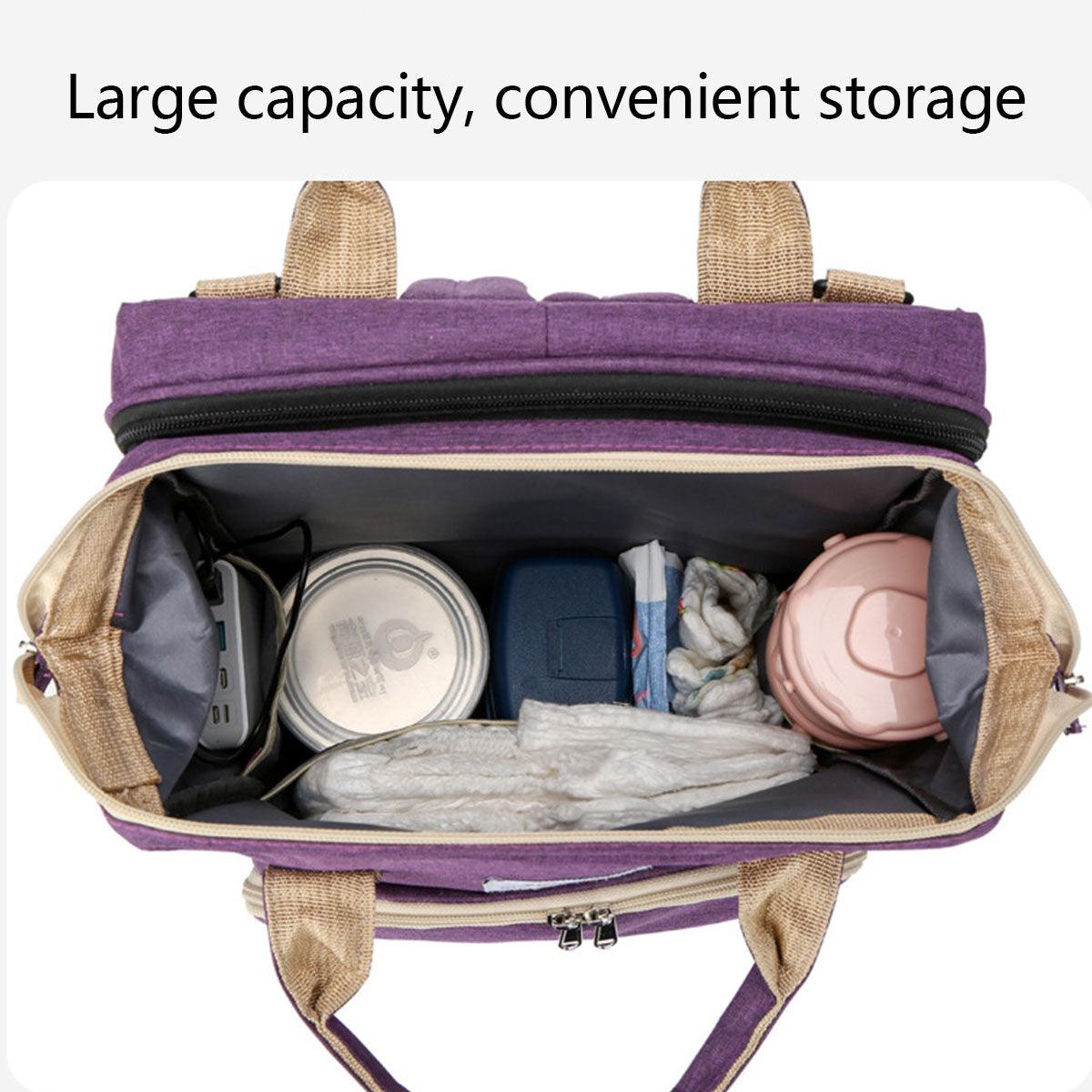 Foldable Travel Backpack with Built In Portable Rest Mat and Storage Compartments - Grey