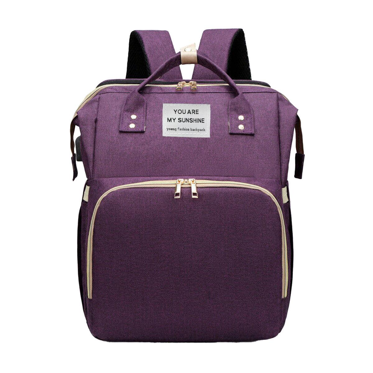 Foldable Travel Backpack with Built In Portable Rest Mat and Storage Compartments - Grey