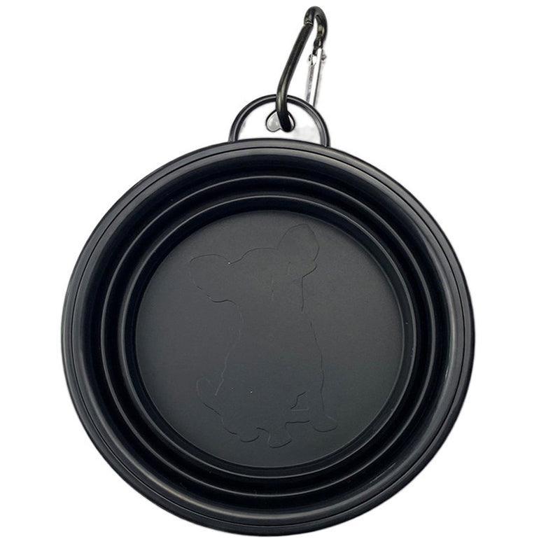 Collapsible Silicone Pet Bowl for Cat Dog Portable Food and Water Feeder - Black