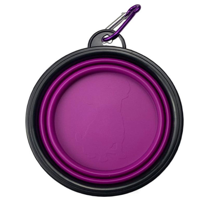 Collapsible Silicone Pet Bowl for Cat Dog Portable Food and Water Feeder - Purple