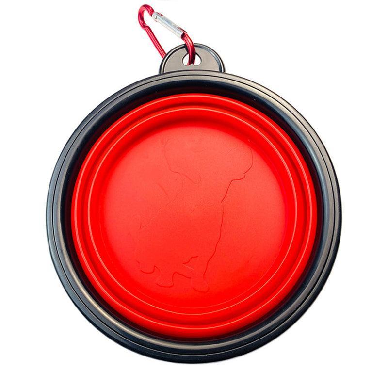 Collapsible Silicone Pet Bowl for Cat Dog Portable Food and Water Feeder - Red