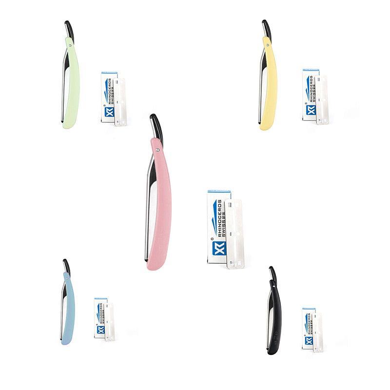 Old Shaver Razor Eyebrow Knife Folding Manual Shaver Holder Home Salon Tool Au - Blue+10PCS Blades