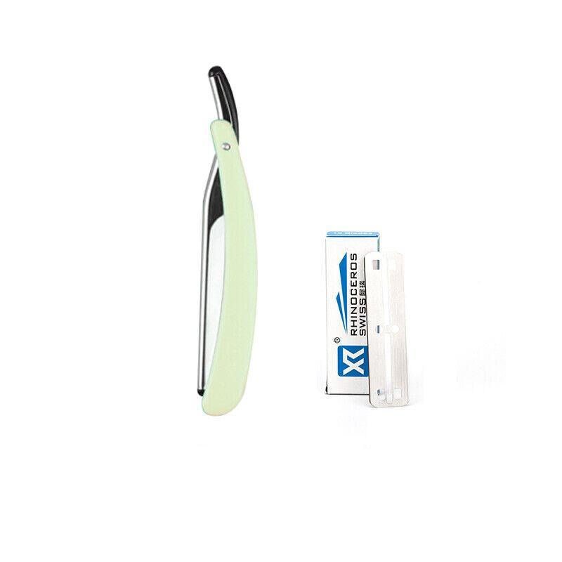 Old Shaver Razor Eyebrow Knife Folding Manual Shaver Holder Home Salon Tool Au - Blue+10PCS Blades