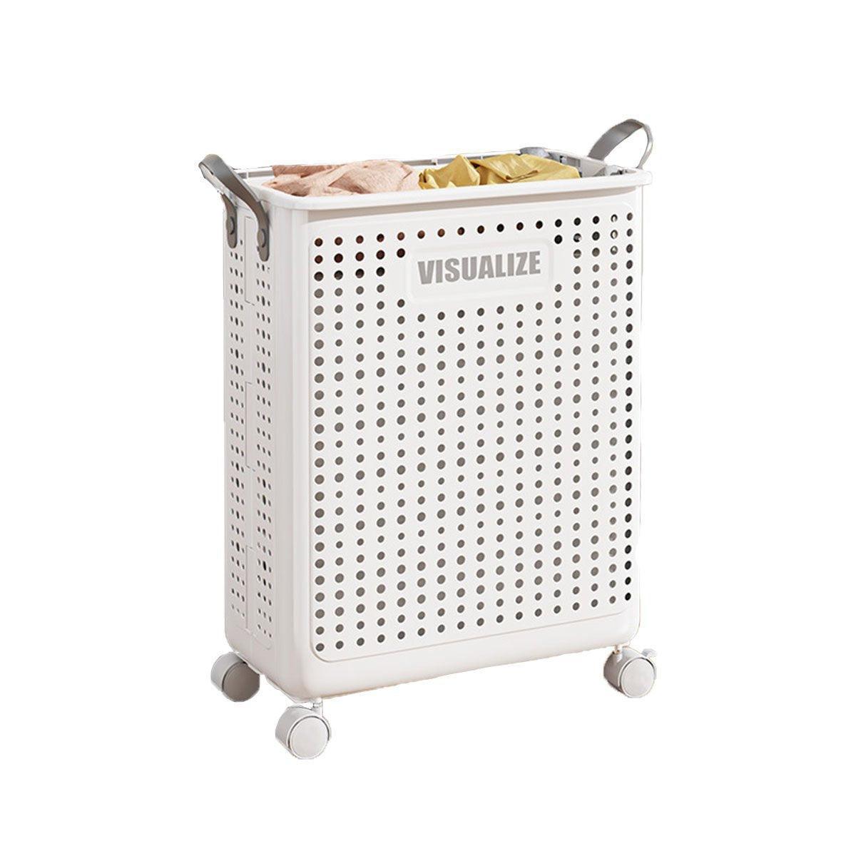 Folding Portable Laundry Basket Multifunctional Storage for Bathroom Household - M-Beige