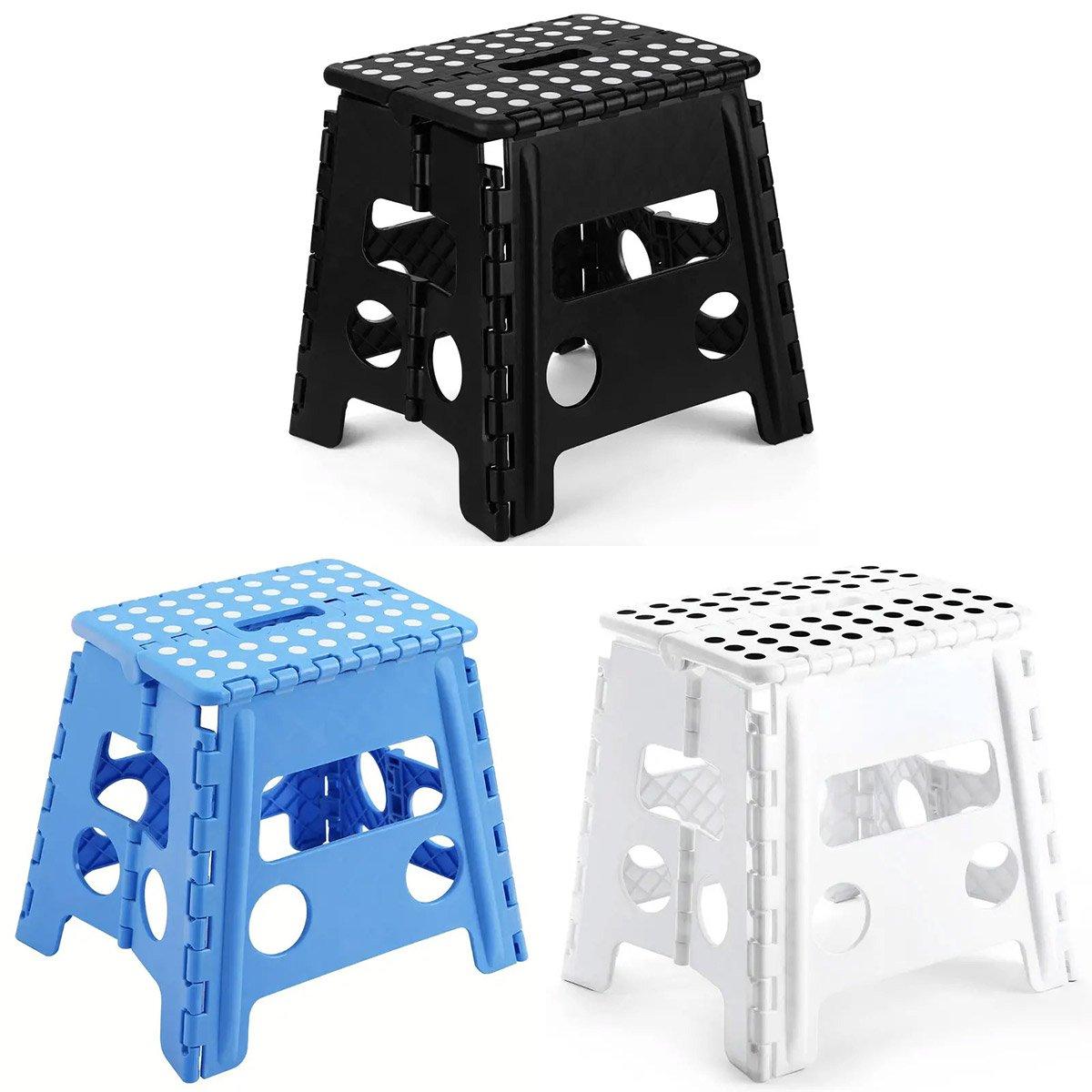 Portable Folding Plastic Stool Lightweight Collapsible Chair for Outdoor Travel - Blue