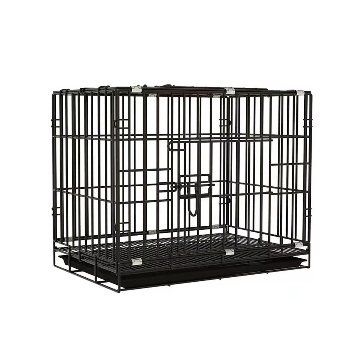 Metal Dog Crate Pet Cage with Divider for Puppies Cats Kennel Indoor Pet House - Large-Pink