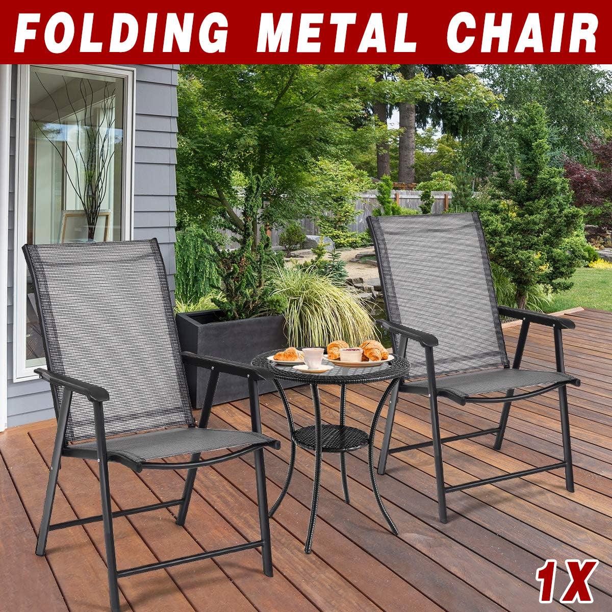 Outdoor Folding Chair Metal Portable Patio Balcony Chair with Backrest Sub Chair