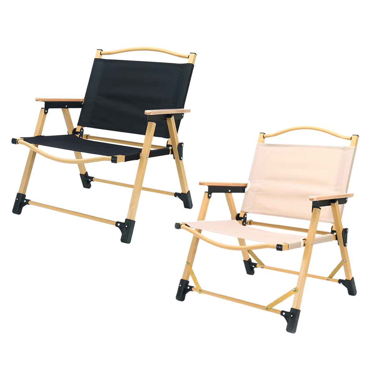 Outdoor Folding Chair Portable Camping Seat Compact Foldable Chair for Picnic - Black