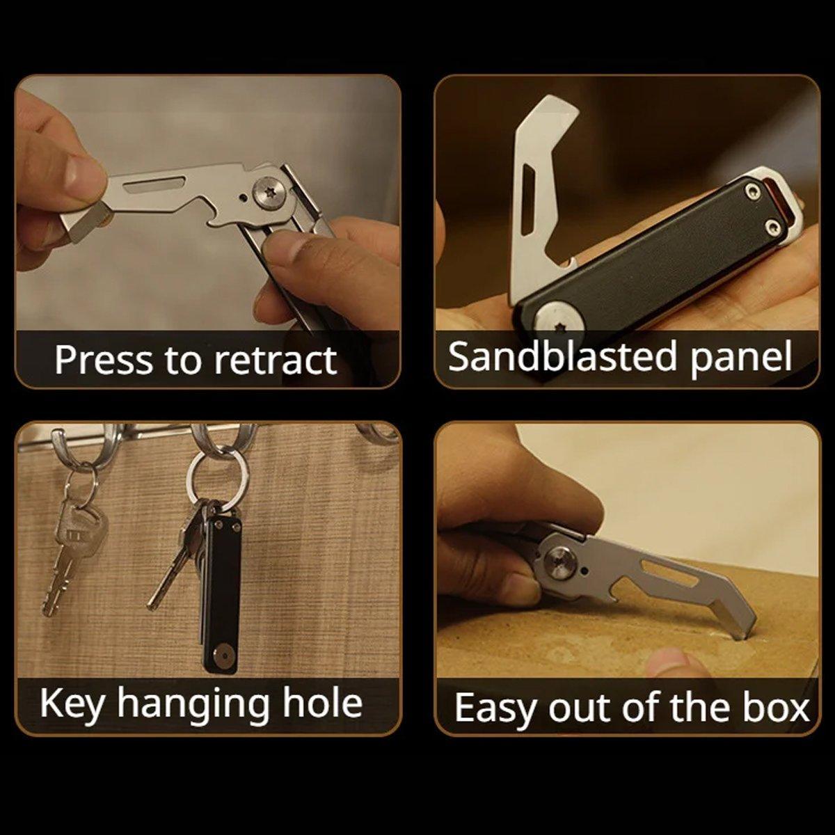 Multifunctional Folding Knife Case Opener Portable Bottle Opener EDC Tool Kit - Black