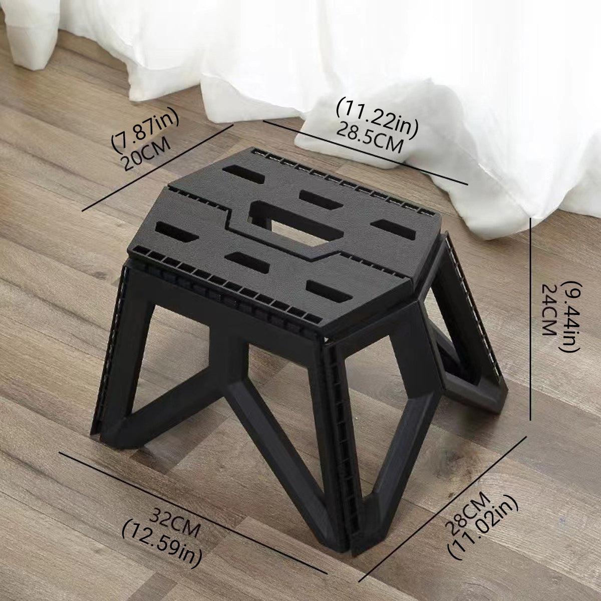 Foldable Stool Portable Fishing Stool Compact Folding Small Bench Outdoor Seat - Black