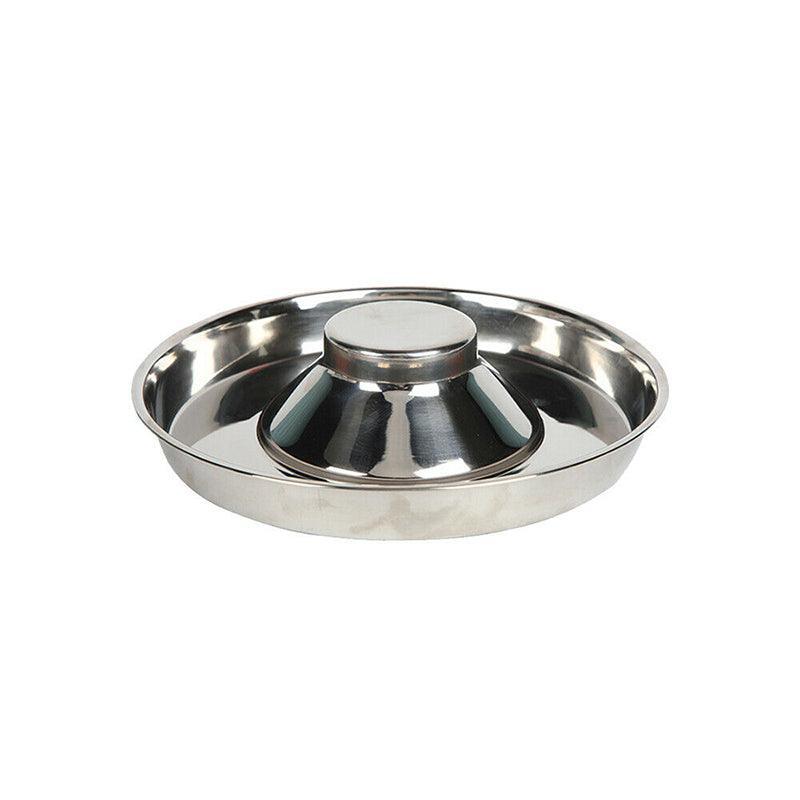Stainless Steel Pet Bowl Slow Feeder Dish Puppy Dog Cat Food Feeding Weaning Bowl - L