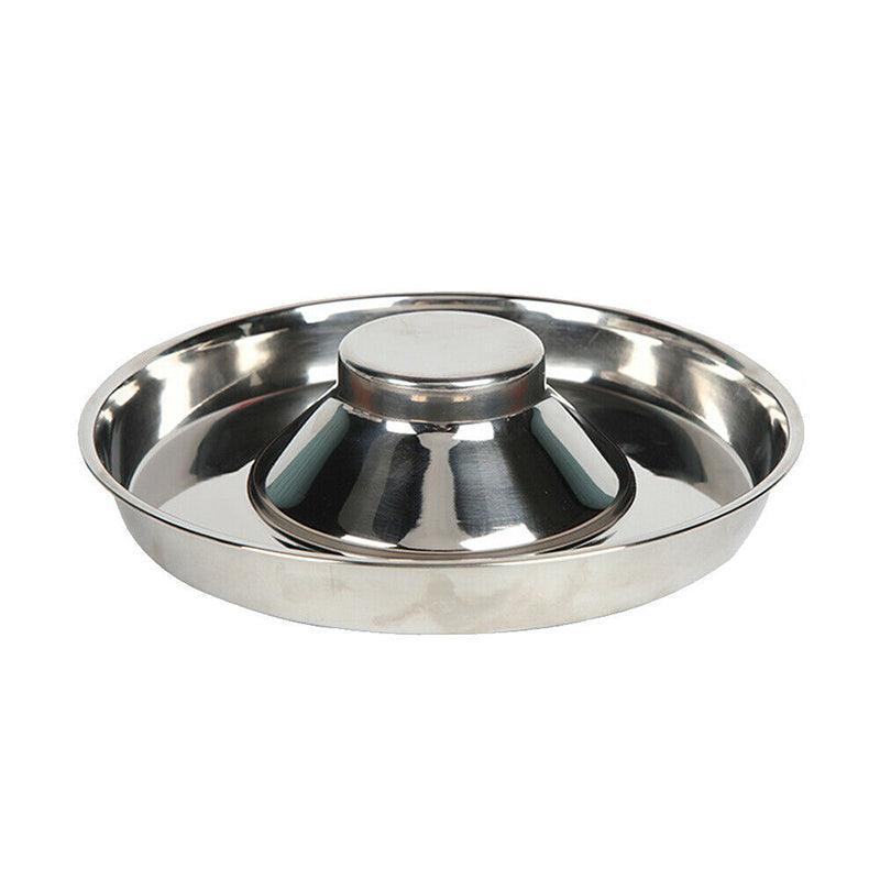 Stainless Steel Pet Bowl Slow Feeder Dish Puppy Dog Cat Food Feeding Weaning Bowl - L