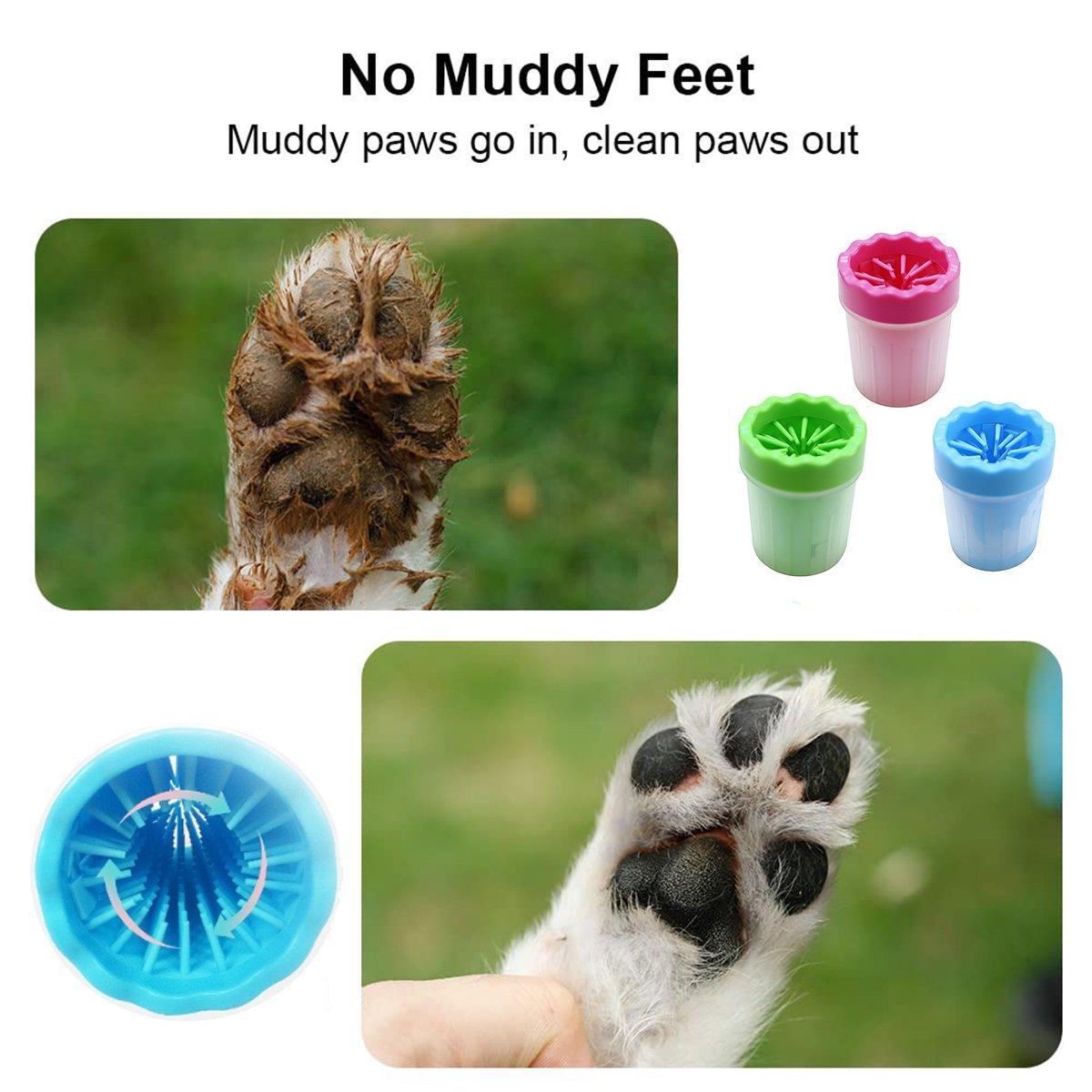 Dog Paw Cleaner Pet cat Foot Washer Cup Feet Clean Brush Cleaning Paws Wash Tool - Blue