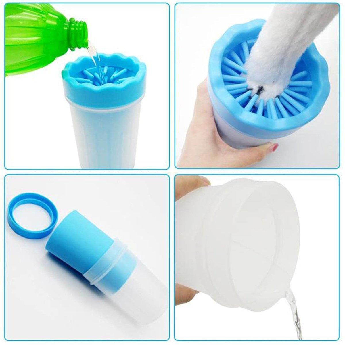Dog Paw Cleaner Pet cat Foot Washer Cup Feet Clean Brush Cleaning Paws Wash Tool - Blue
