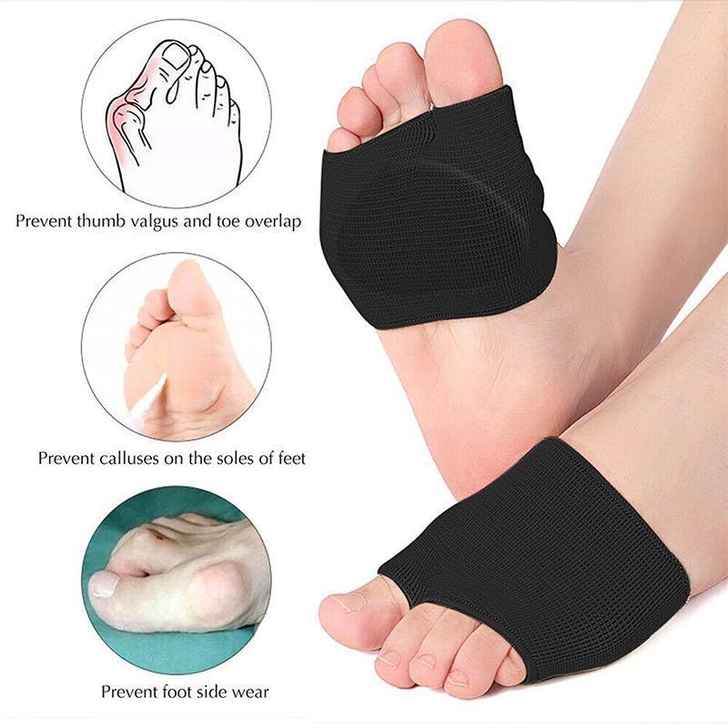 2x Gel Metatarsal Pads Sleeve Ball Of Foot Cushions Metatarsalgia Sore Forefoot - 1 pair Black (S)