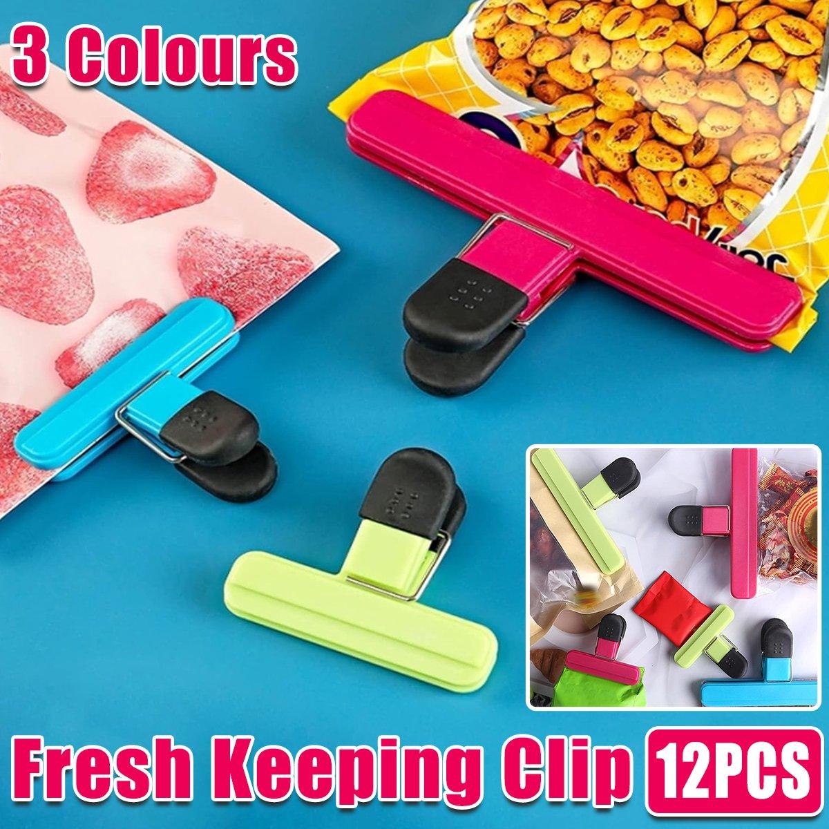 12pcs Plastic Bag Clips Food Storage Sealing Clips Snack Sealer Multi Purpose
