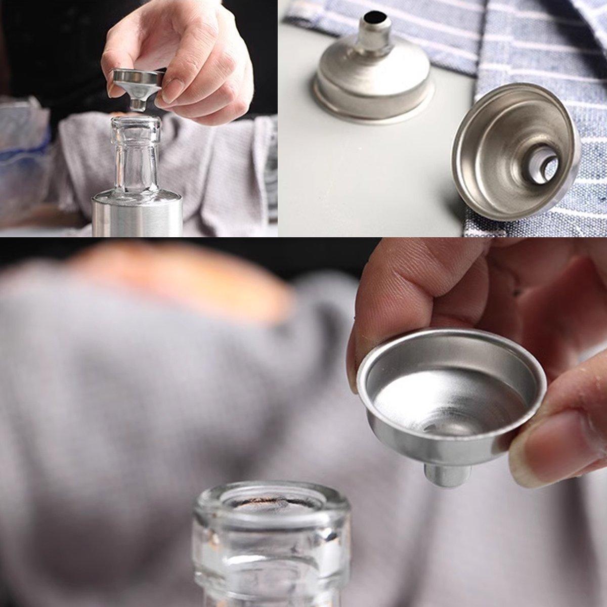 10 PCS Stainless Steel Small Funnel Set for Hip Flasks Camping Kitchen Use